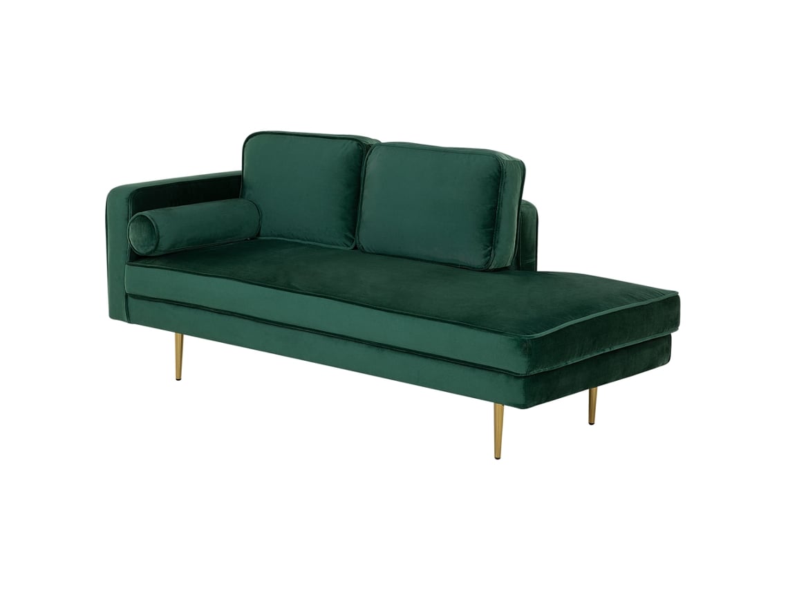 Chaise longue versão à esquerda BELIANI Miramas de Veludo Verde 171x79x63
