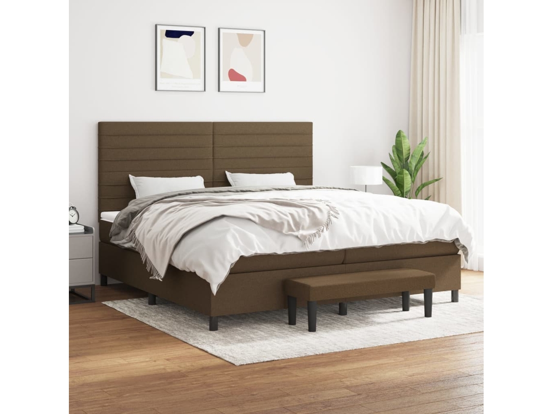 Cama box spring VIDAXL Marrom Tecido (200x200 cm)