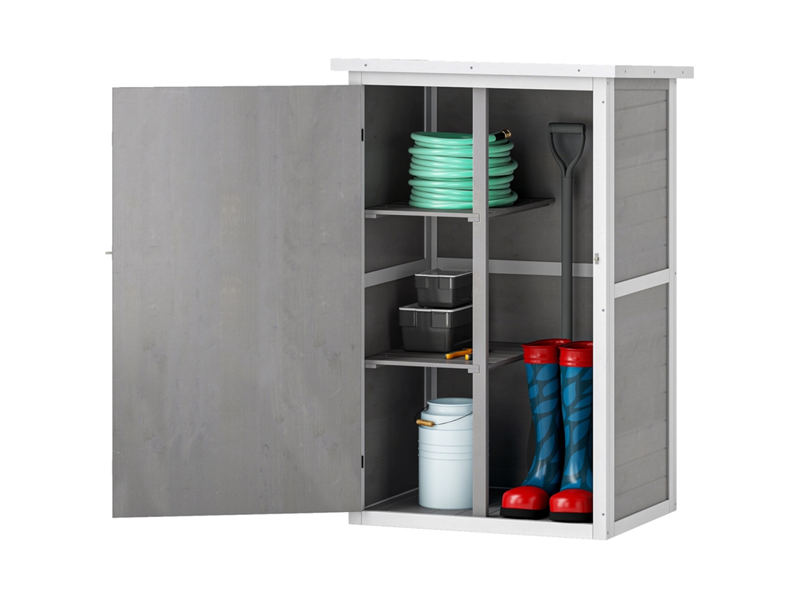 Casinha De Jardim Resistente Às Intempéries Com Prateleiras, 75 X 56 X 115 Cm, Cinza Btforus