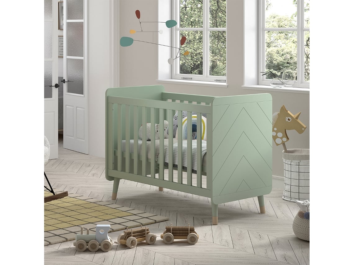Berço Vipack Billy Olive Green 60X120 com Base de Ripas PETITS-MEUBLES