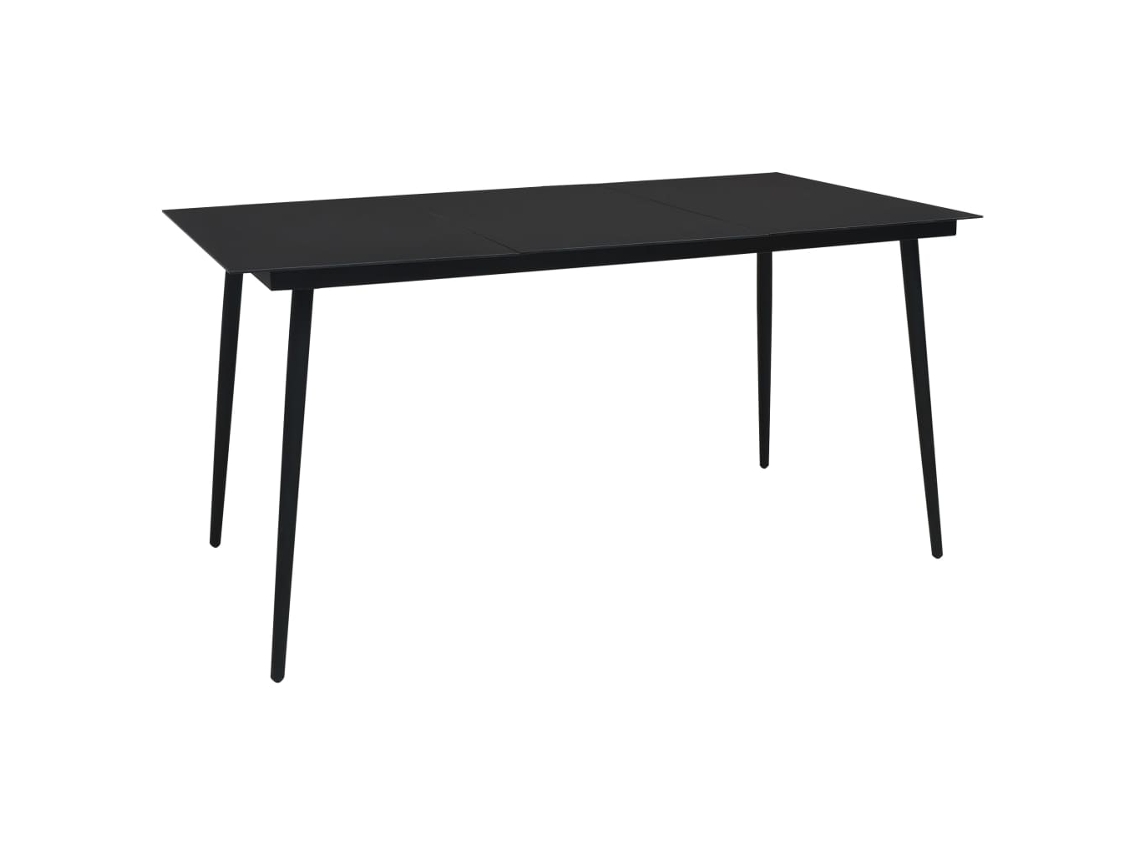 Mesa De Jantar Para Jardim Mesa Para Exterior 190x90x74 Cm Aço E Vidro Preto Lovely Home