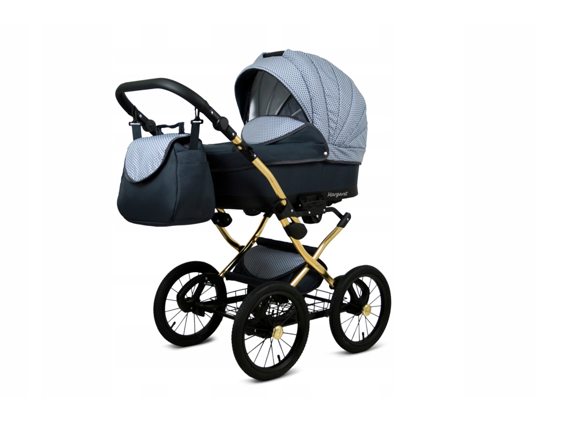 Carrinho de Bebé Multifuncional BABYLUX MARGARET GOLD 4 Em 1 -Magic Grey - Ajustável e dobrável Construção leve em alumínio - Acessórios