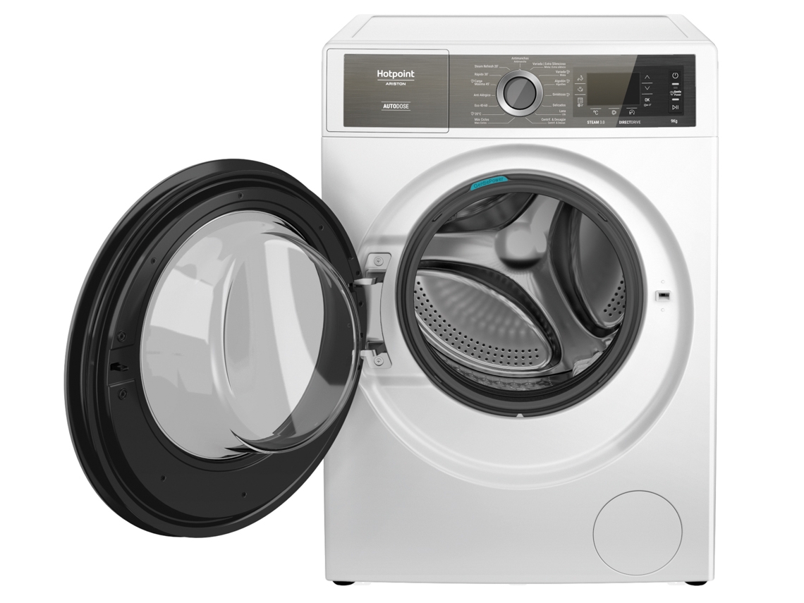Máquina de Lavar Roupa HOTPOINT H8 99AD GPOWER SPT (9 Kg - 1400 rpm - Branco)
