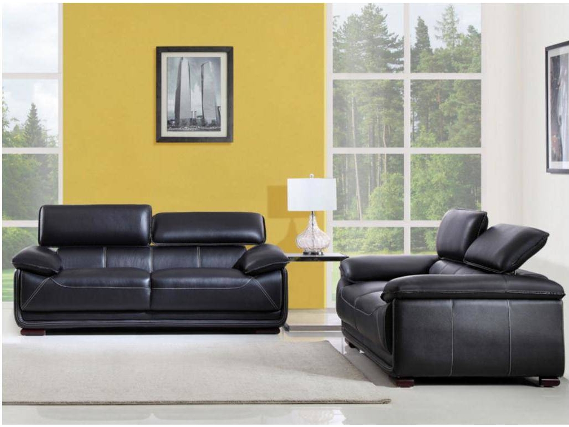 Conjunto Sofá Fixo Macelo VENTE-UNIQUE (Preto - Pele - 204x97x95 cm)