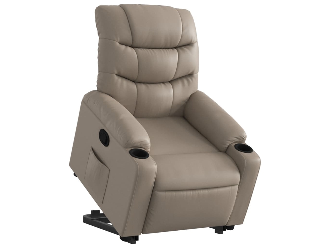 Poltrona reclinável elevatória couro artificial cor cappuccino