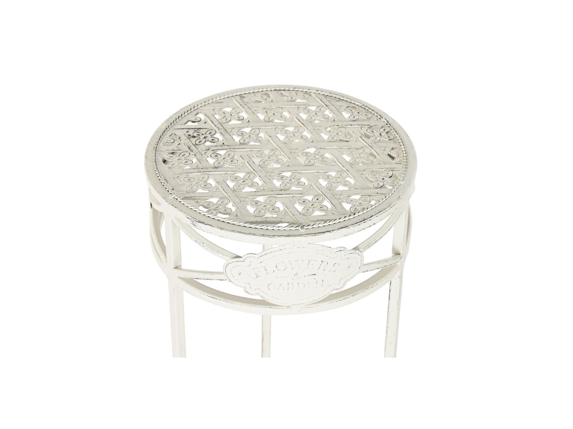 Jogo De 3 Mesas Home Esprit Branco 30,5 X 30,5 X 70 Cm (3 Peças)