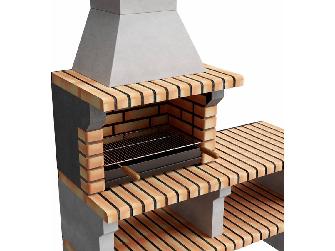 Churrasqueira MOVELAR Liz Plus XL com 1 Bancada Lateral (Tijolo Matizado - 146x58x210cm)