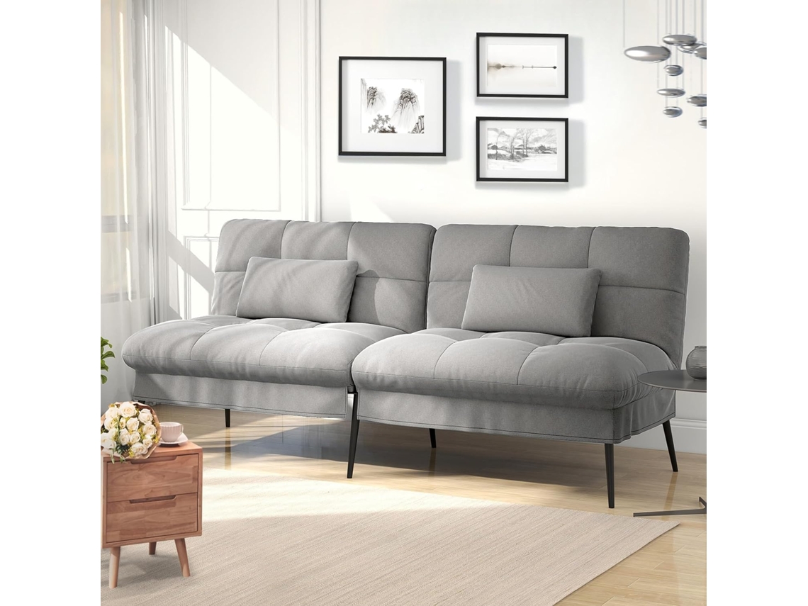 Sofá-Cama 3 Lugares COMHOMA Tecido (Cinza - 174x51x72 cm)