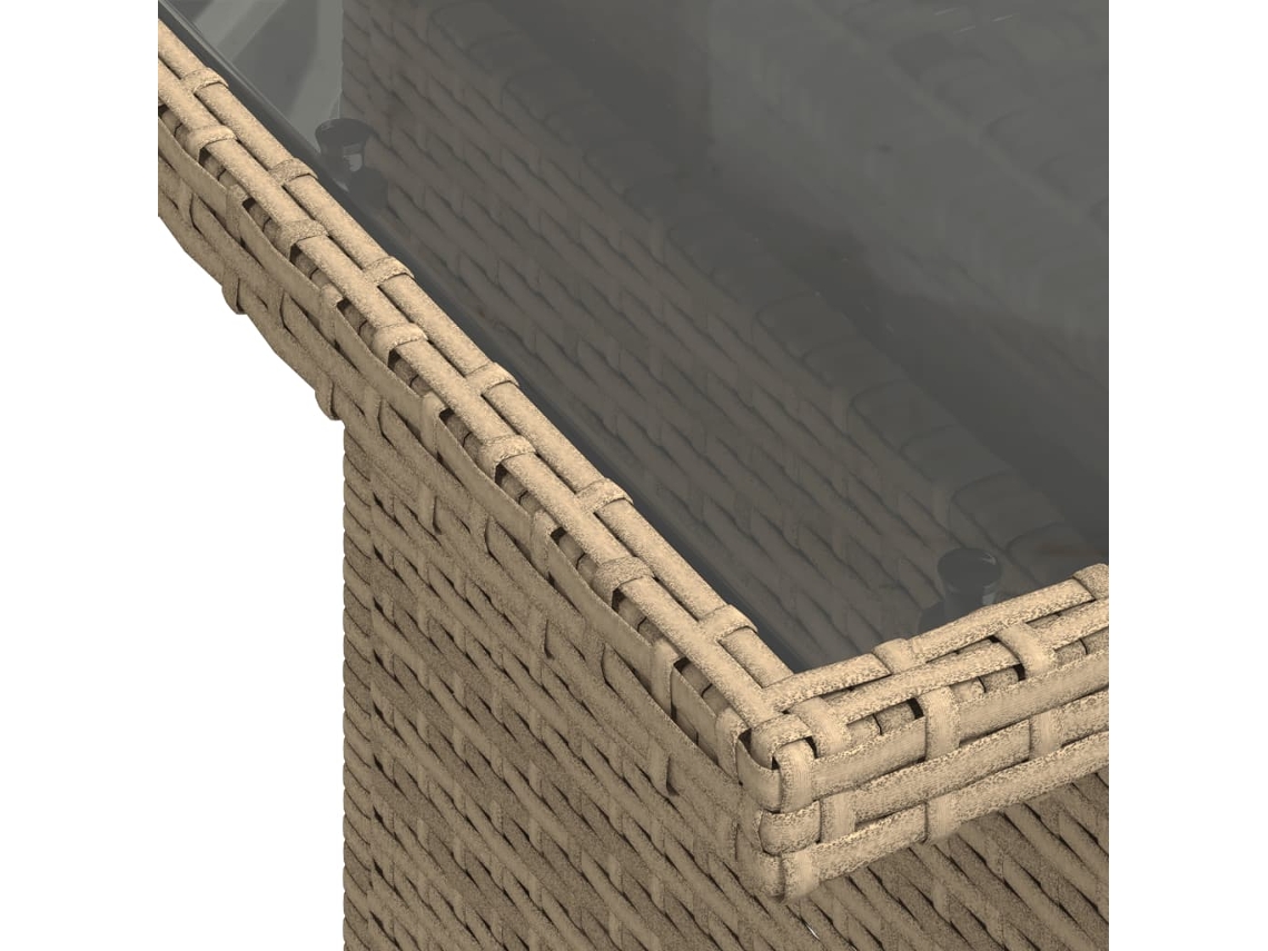 Mesa de Jardim com Tampo de Vidro 100X55X73 Cm Vime Pe Bege PANGSHIYUAN