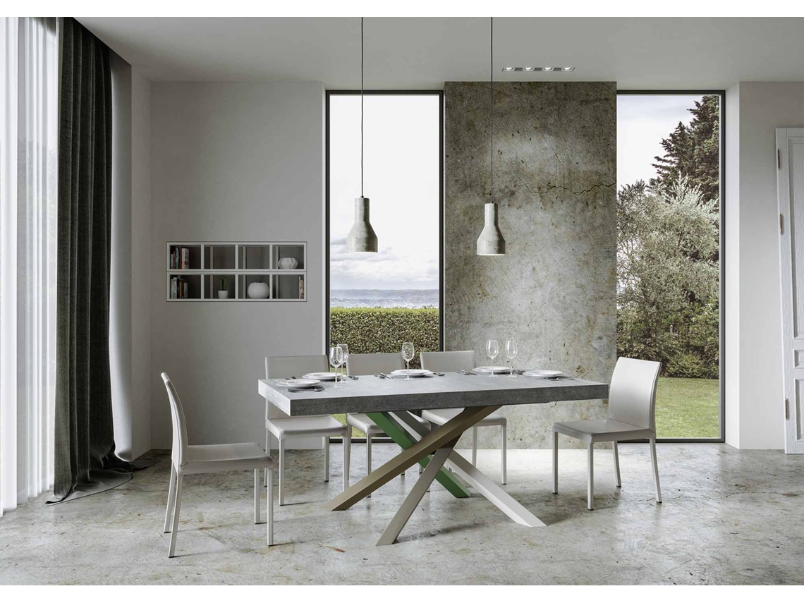 Mesa de Jantar Extensível 90X160/264 Cm Volantis Premium Cimento Quadro 4/A ITAMOBY
