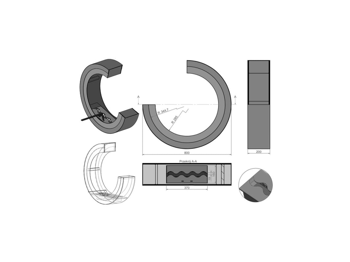 Lareira biológica autónoma em preto ERTA C OUTINFIRE