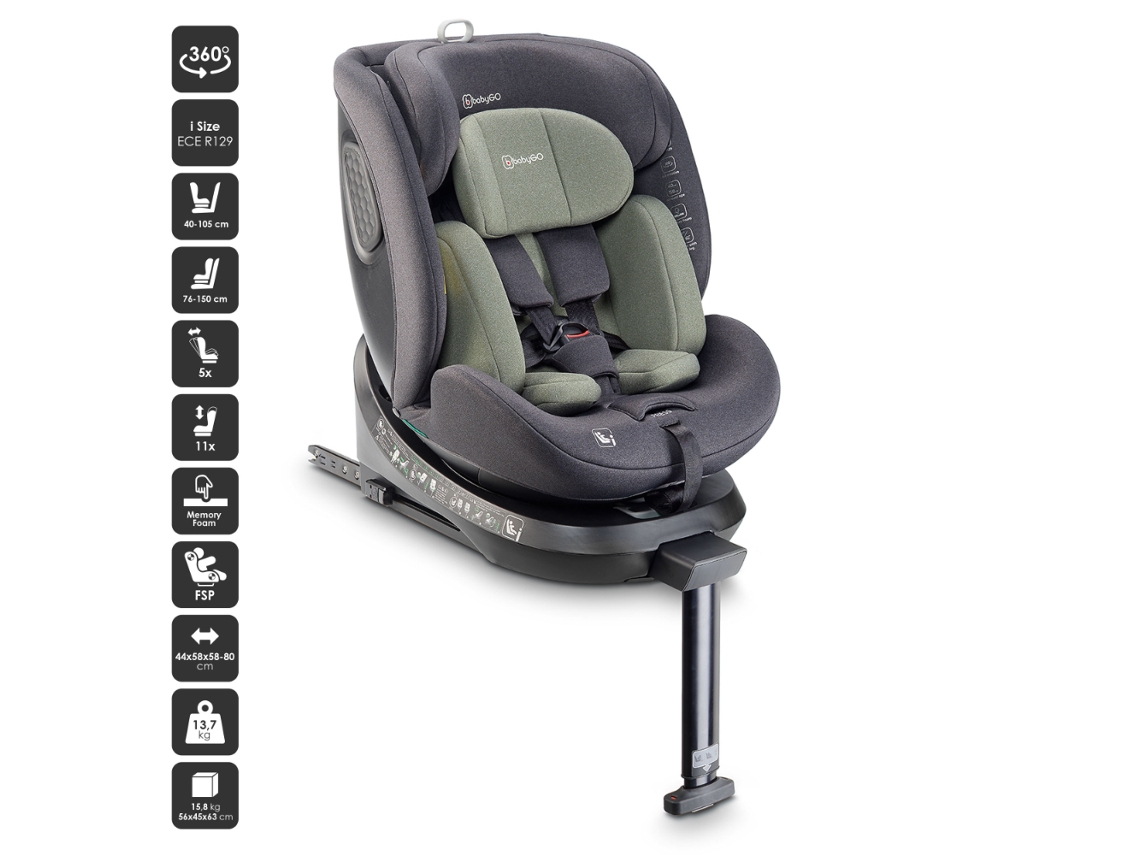 Cadeira Auto I Size 40 150 Cm Babygo Move 360 Green