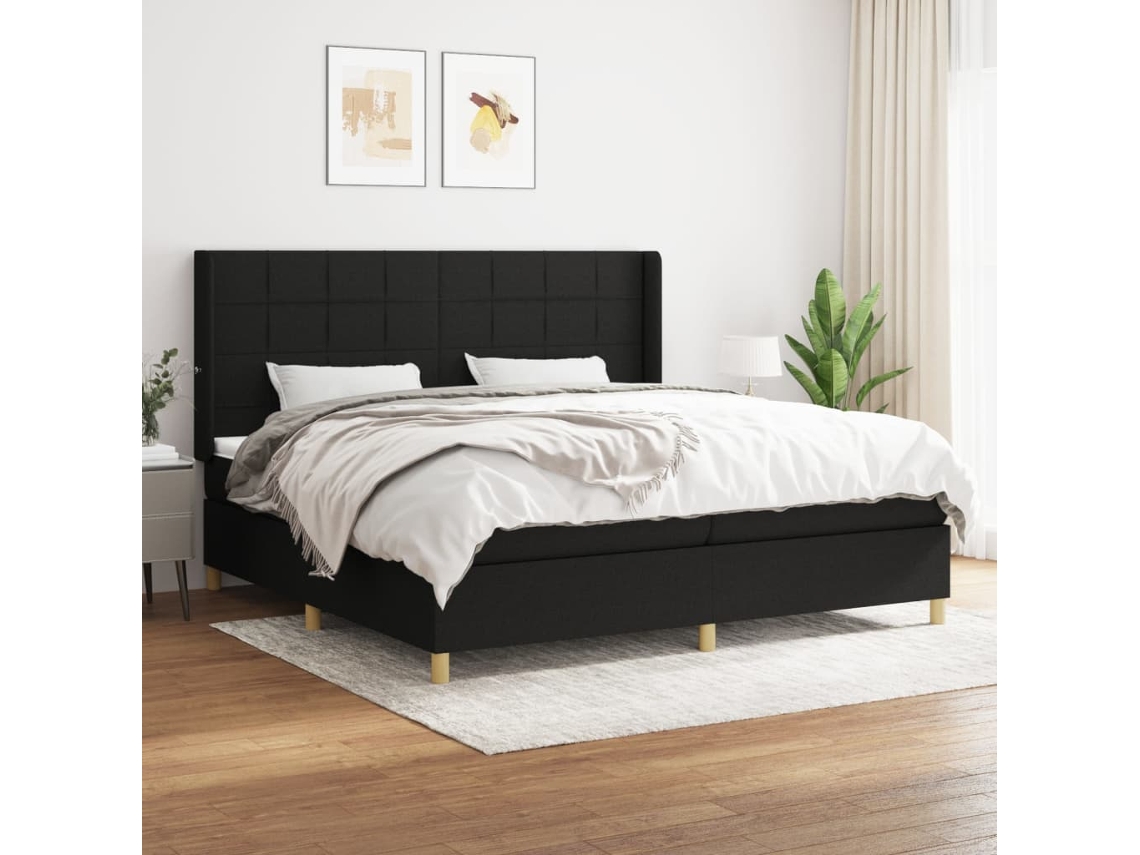 Cama box spring VIDAXL Preto Tecido (200x200 cm)