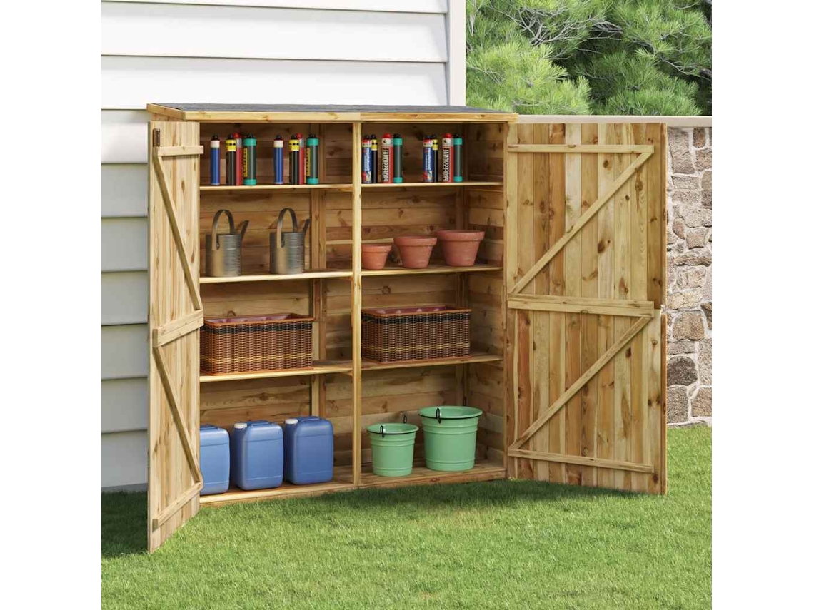 Abrigo de Madeira VIDAXL Para Ferramentas Marrom de Pinho (163x50x171 cm)