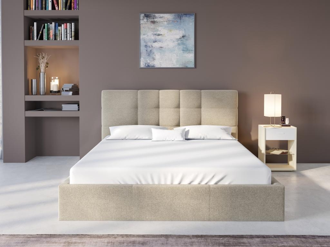 Cama com cofre ELIAVA PASCAL MORABITO Bege 140x190 cm - Com colchão - Com sommier