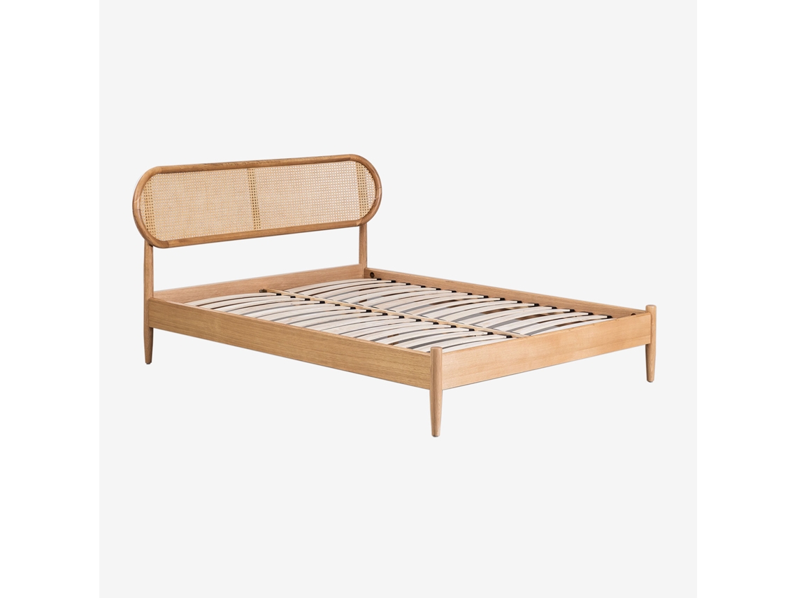 Cama Fraser Natural SKLUM Aborrachado Madeira Castanho (160x200cm)
