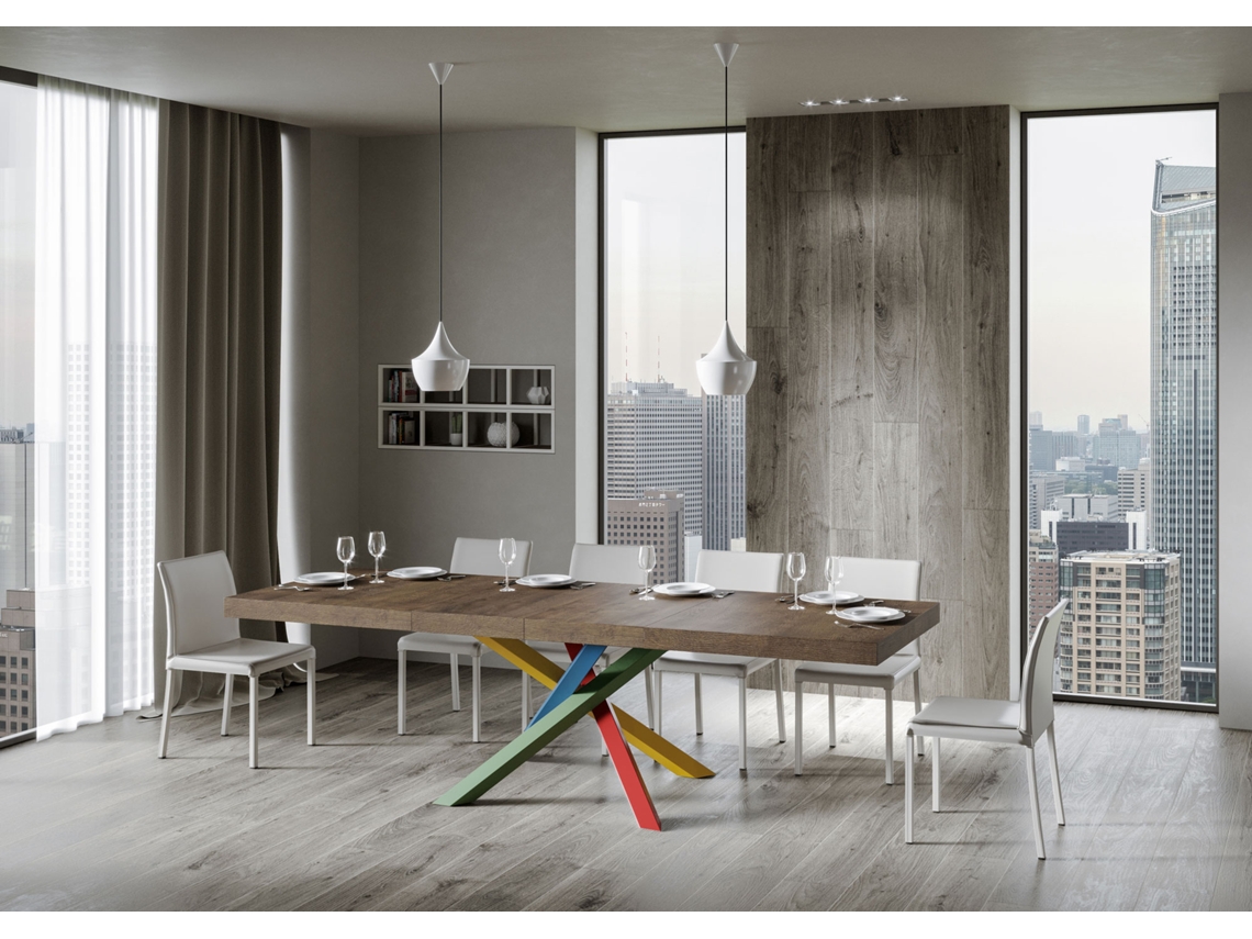 Mesa de Jantar Extensível 90X180/284 Cm Volantis Premium Nogueira Quadro 4/B ITAMOBY