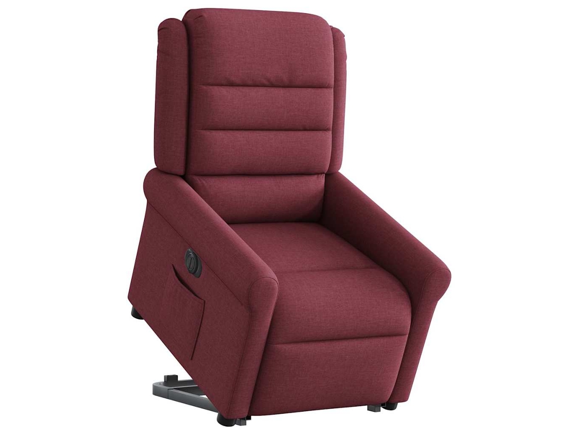 Poltrona reclinável elevatória elétrica tecido vermelho-tinto