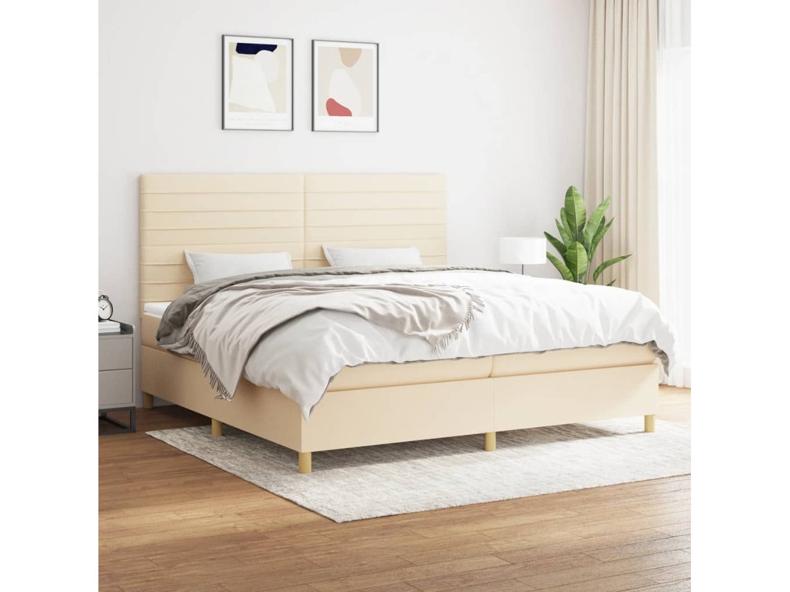 Cama Box Spring VIDAXL (Bege - Tecido - 203 x 200 x 128 cm)