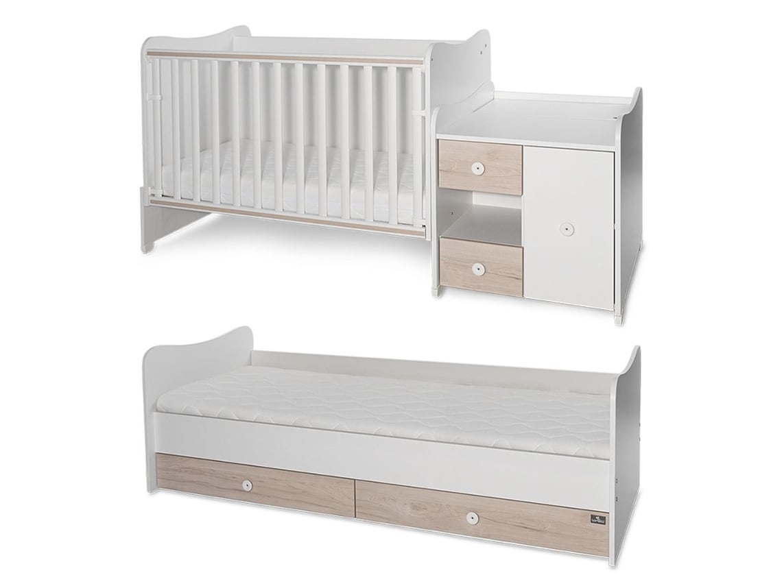 Berço Conversível em Cama LORELLI Minimax Light Oak New