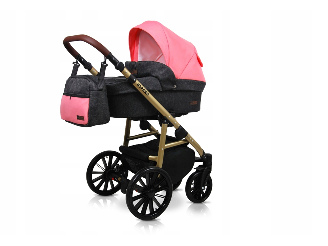 Carrinho de Bebé Multifuncional BABYLUX ASPERO 4 Em 1 -Black coral - Ajustável e dobrável Construção leve em alumínio - Reversibilidade - Acessórios