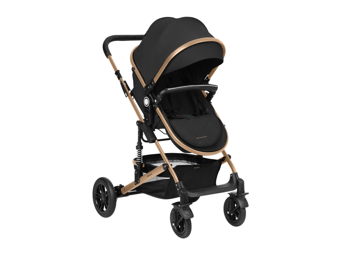 Carrinho de Bebé 3 em 1 com Assento Transformável Amaia Preto 2024 KIKKABOO