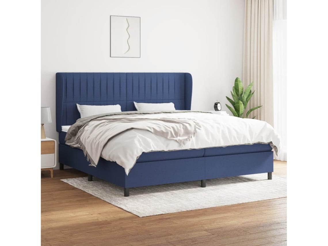 Cama box spring VIDAXL Azul Tecido (200x200 cm)