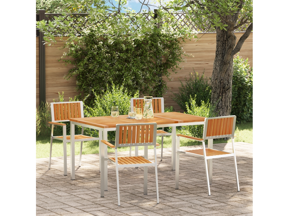 Conjunto 5 De Jantar De Jardim Vidaxl  Em Madeira Sólida De Teca