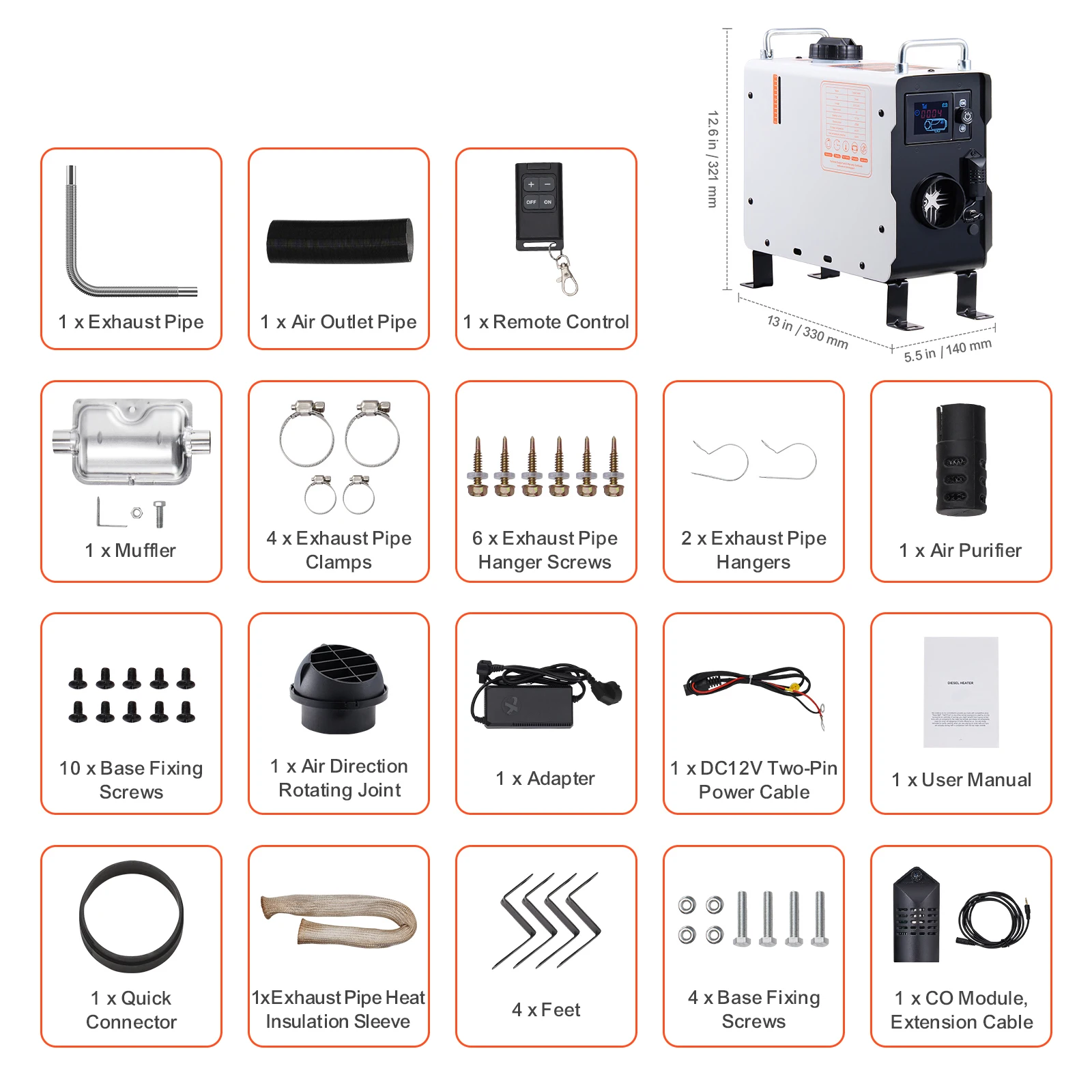 Aquecedor A Diesel, Display Bluetooth, Sistema De Alarme De Co, 2kw Oem
