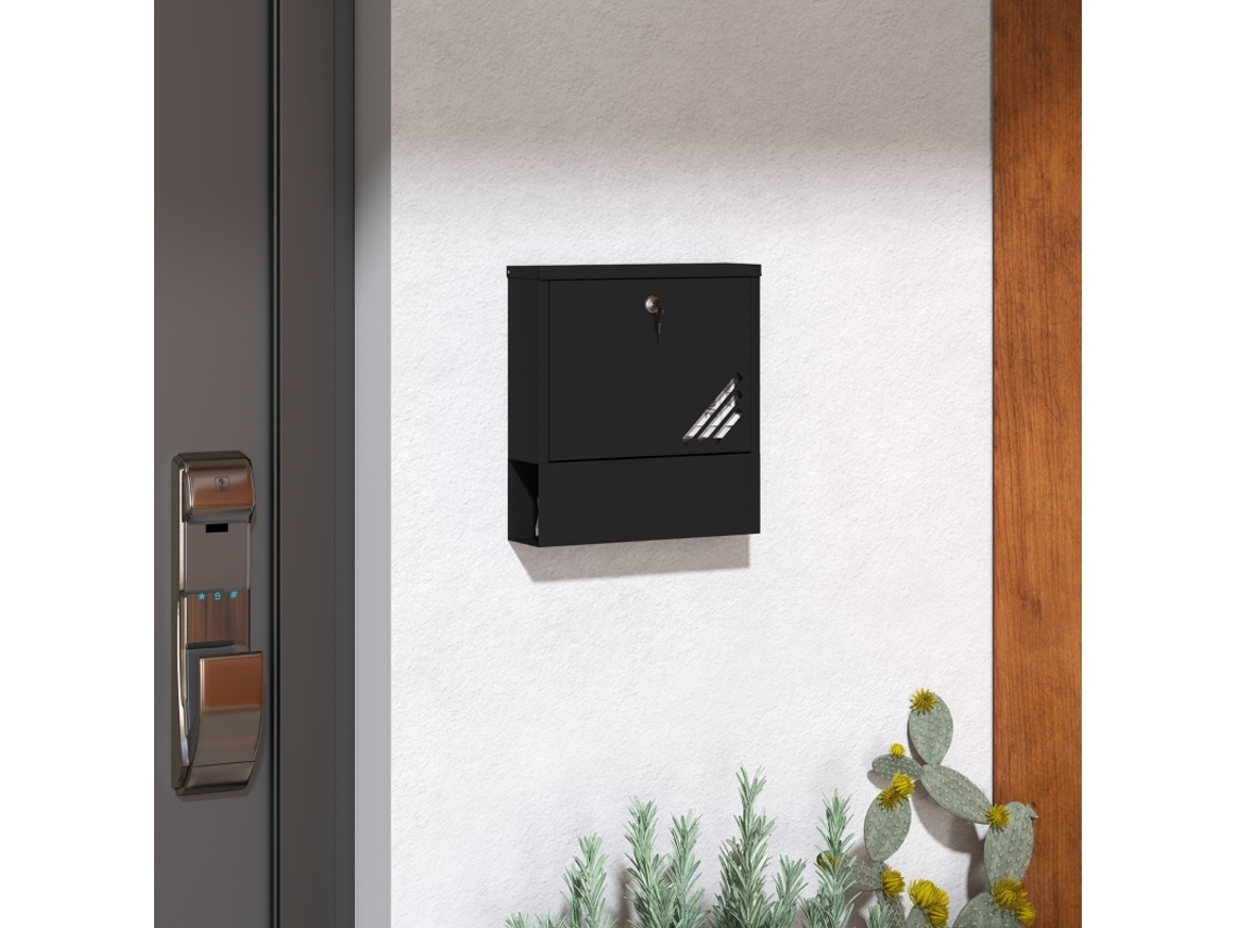 Caixa de correio de parede com fechadura e tampa, núcleo de cobre, metal, para uso externo, cinza escuro, 30 x 8,5 x 32,5 cm, Ehstmind