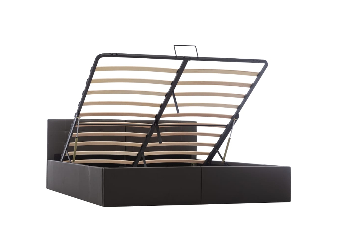 vidaXL Cama hidráulica c/ arrumação 160x200cm couro artificial cinza