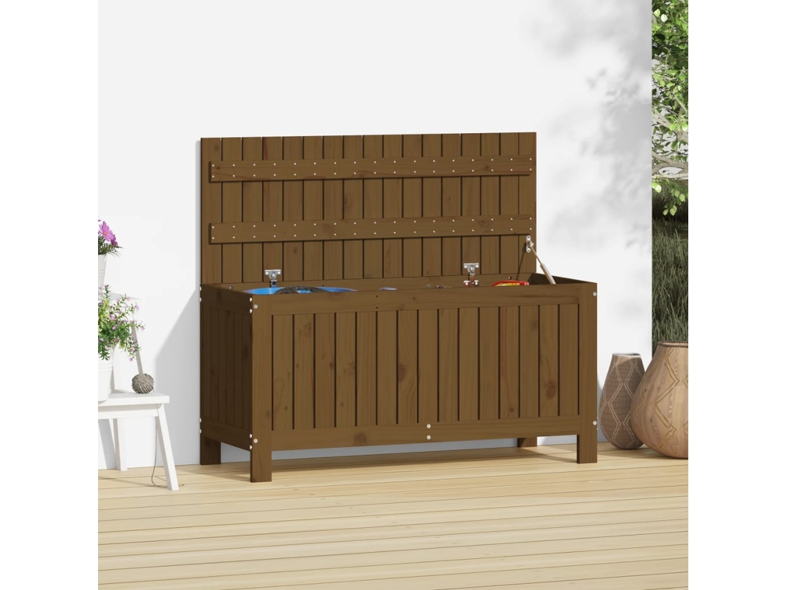Caixa de Armazenamento VIDAXL Marrom Madeira de Pinho (108x42,5x54 cm)