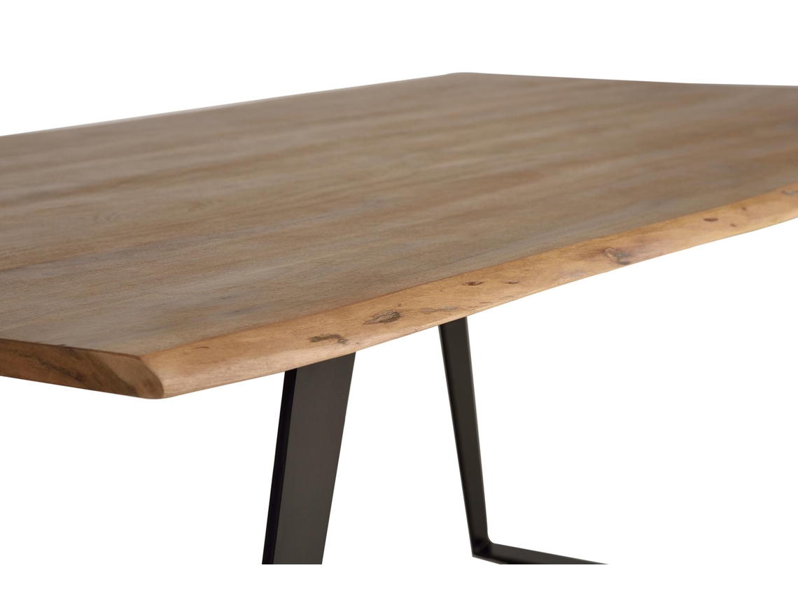 Mesa de Jantar em Madeira de Acácia Natural e Pés em Metal Preto 76X205X100 GINER Y COLOMER