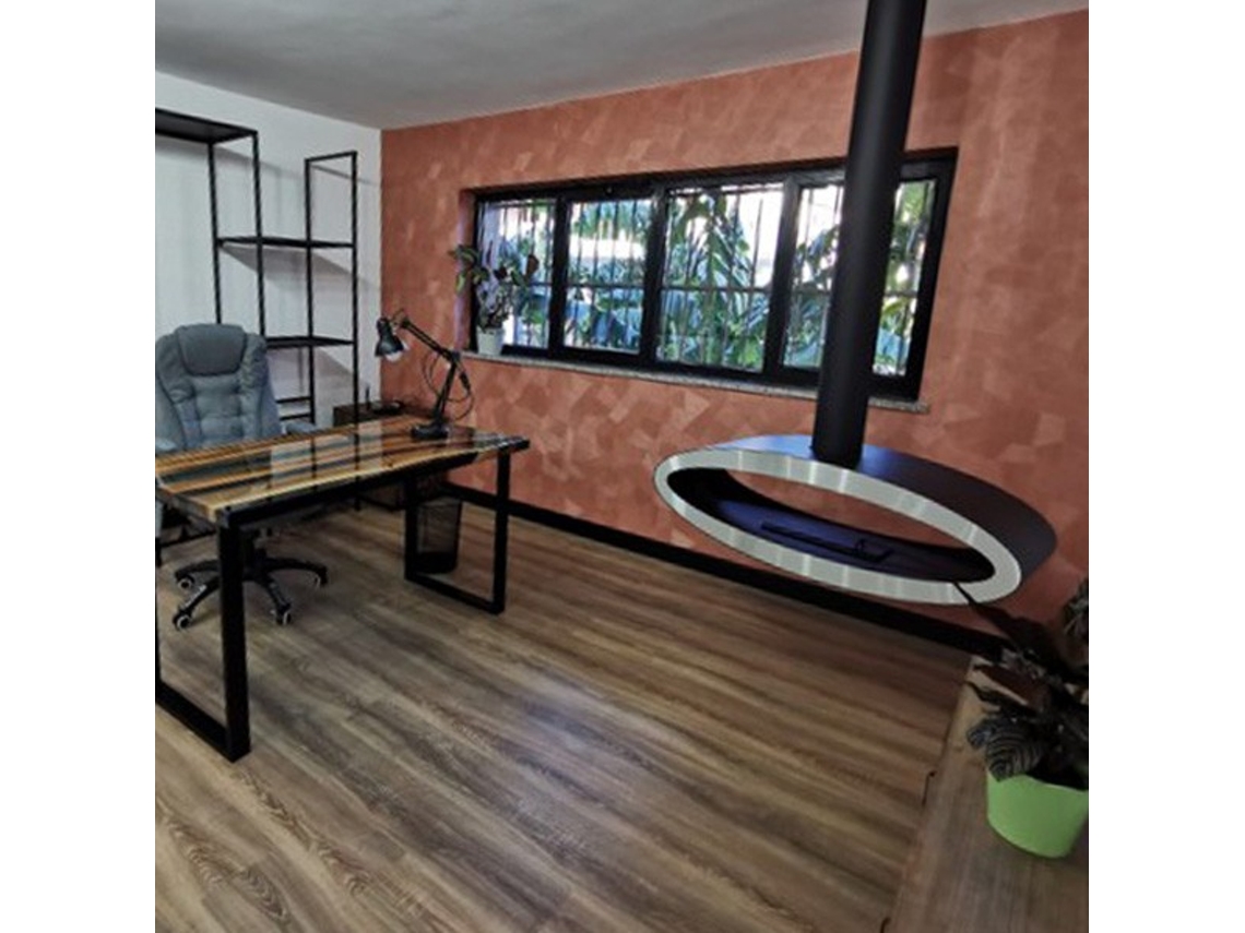 Lareira biológica suspensa Rotativa várias cores MERU TUBE Preto/Aço inoxidável OUTINFIRE