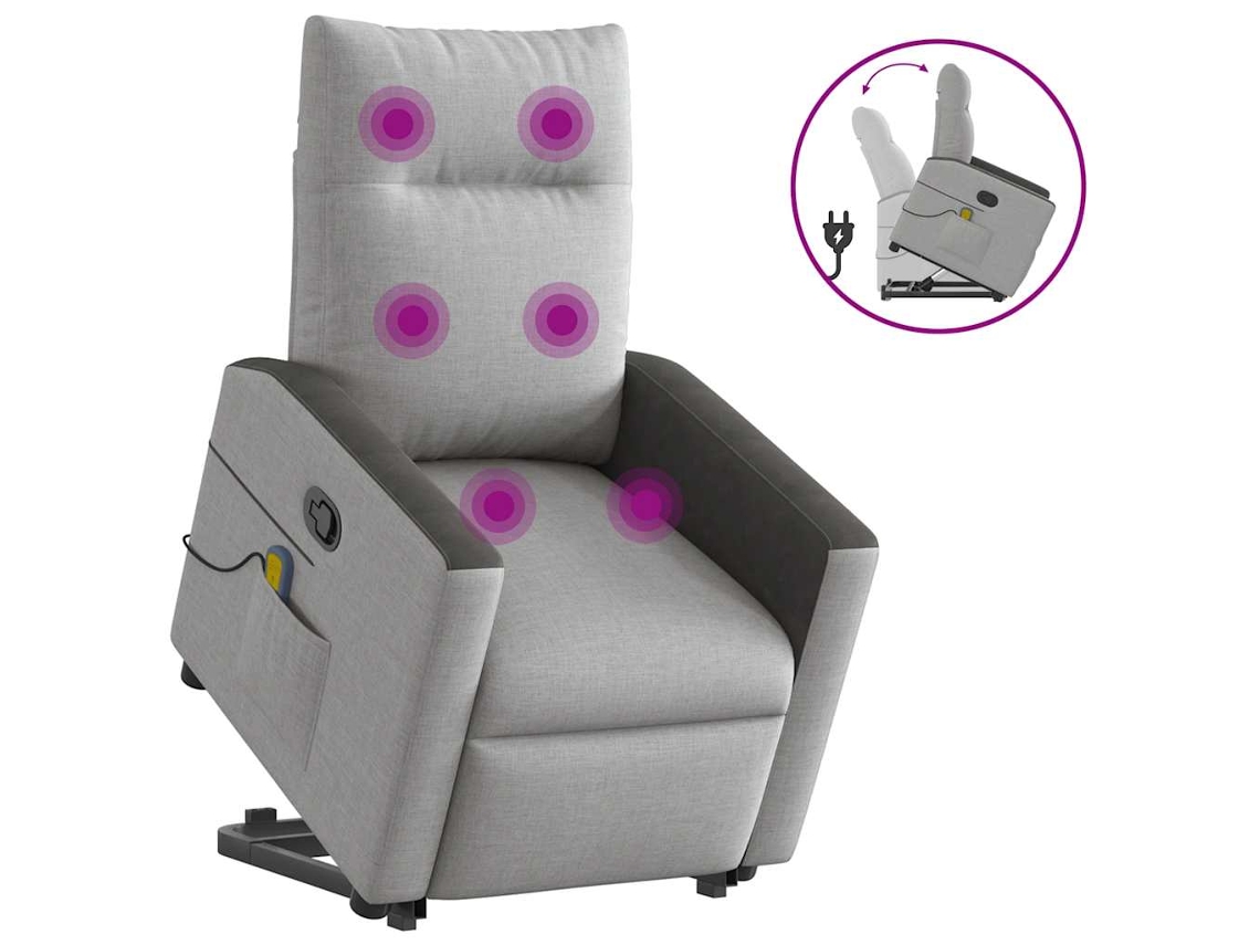 Poltrona De Sala | Cadeira | Poltrona Elevatória De Massagens Tecido Cinzento Nublado Wsd134202 Lovely Home