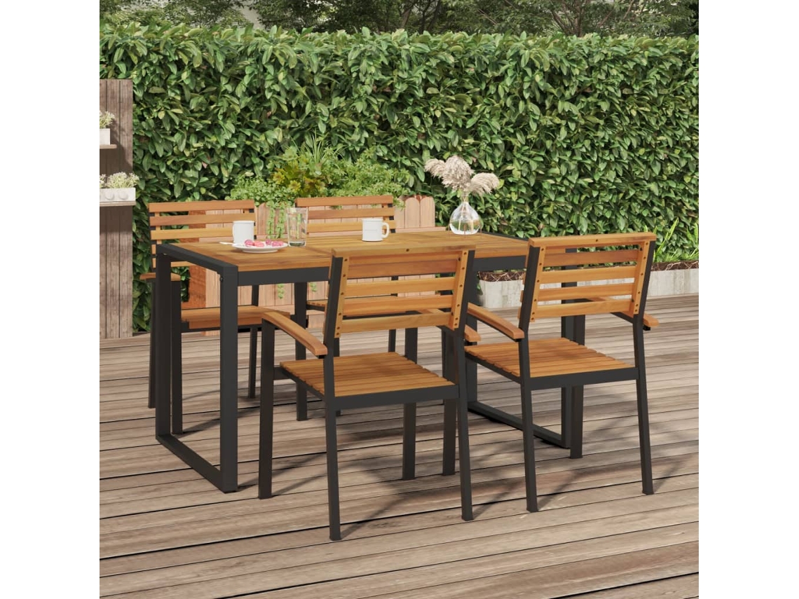 Mesa de Jardim VIDAXL acácia maciça (Castanho - 140 x 80 x 75 cm)
