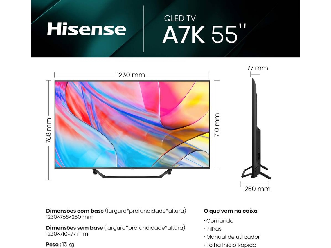 TV HISENSE 55A7KQ (QLED - 55'' - 140 cm - 4K Ultra HD - Smart TV)