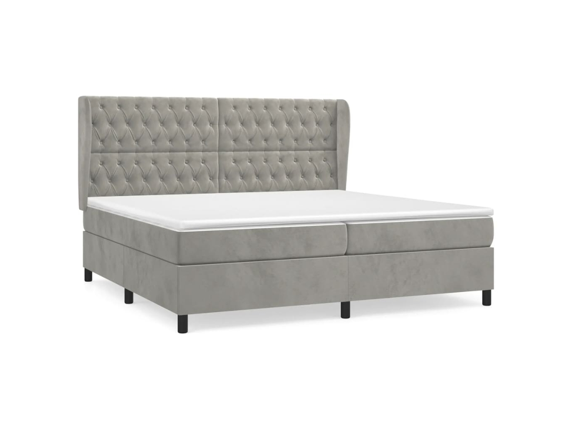 Cama com Molas/Colchão 200X200 Cm Veludo Cinzento-Claro