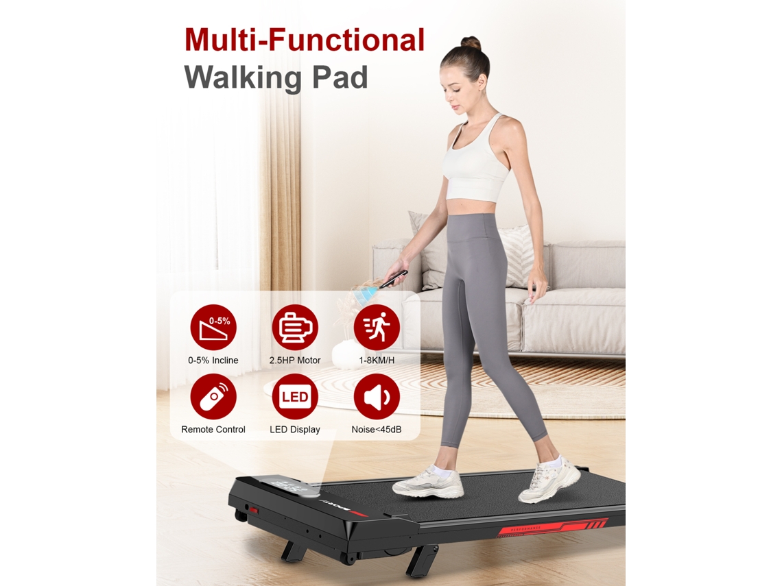 Passadeiras de Corrida Inclinada RACINGREAT Velocidade Máx 8Km/H Motor Silencioso Atualizado Inclinação de 0/5 Ajustável Manualmente Preto