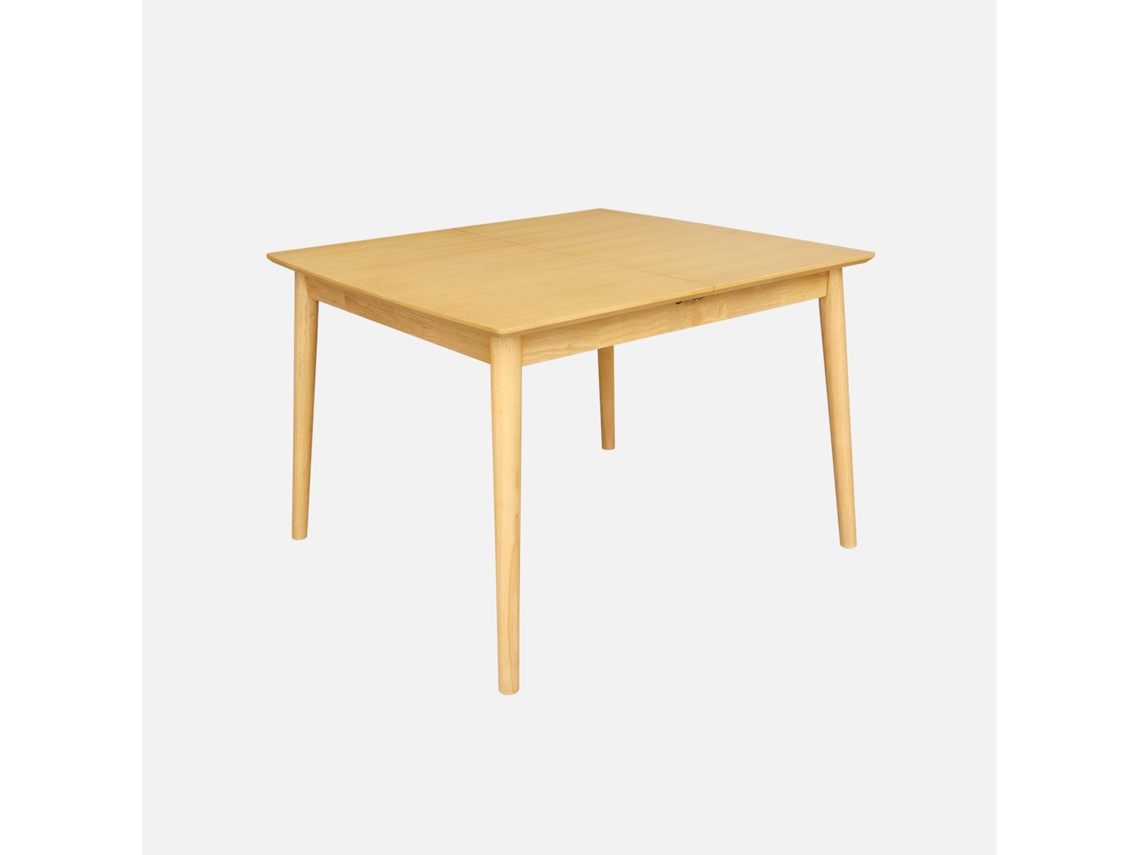 Mesa De Jantar Retangular Extensível Em Madeira Para 4 6 Lugares, Natural Sweeek