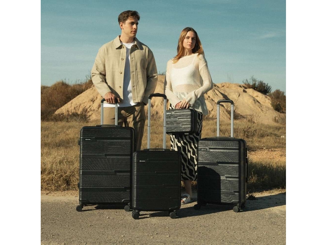 Conjunto de 4 Malas de Viagem NUMADA Upfly T10 Preto ABS (Mala Cabine 55x40x20 cm/Média 60L/Grande 78L/Necessaire)