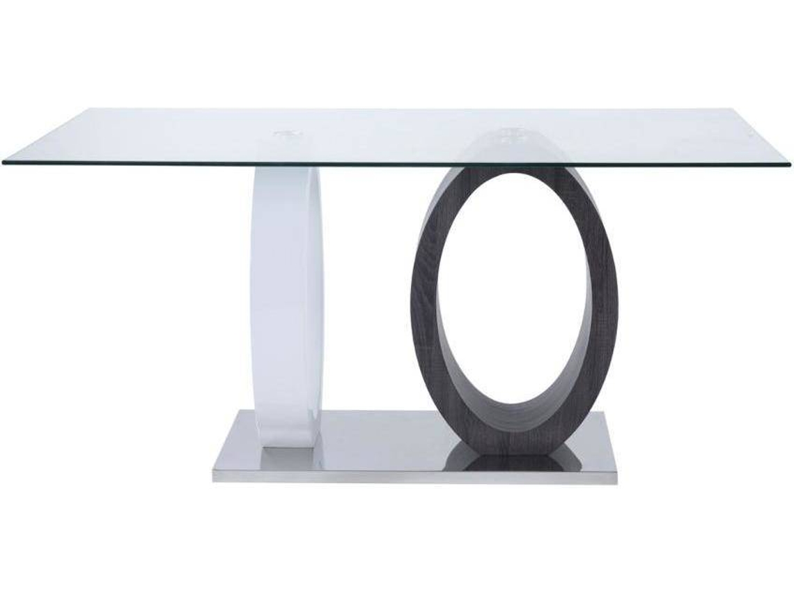 Mesa Fixa Ayane VENTE-UNIQUE (Cinzento e Branco - Vidro - 160x90x76 cm)