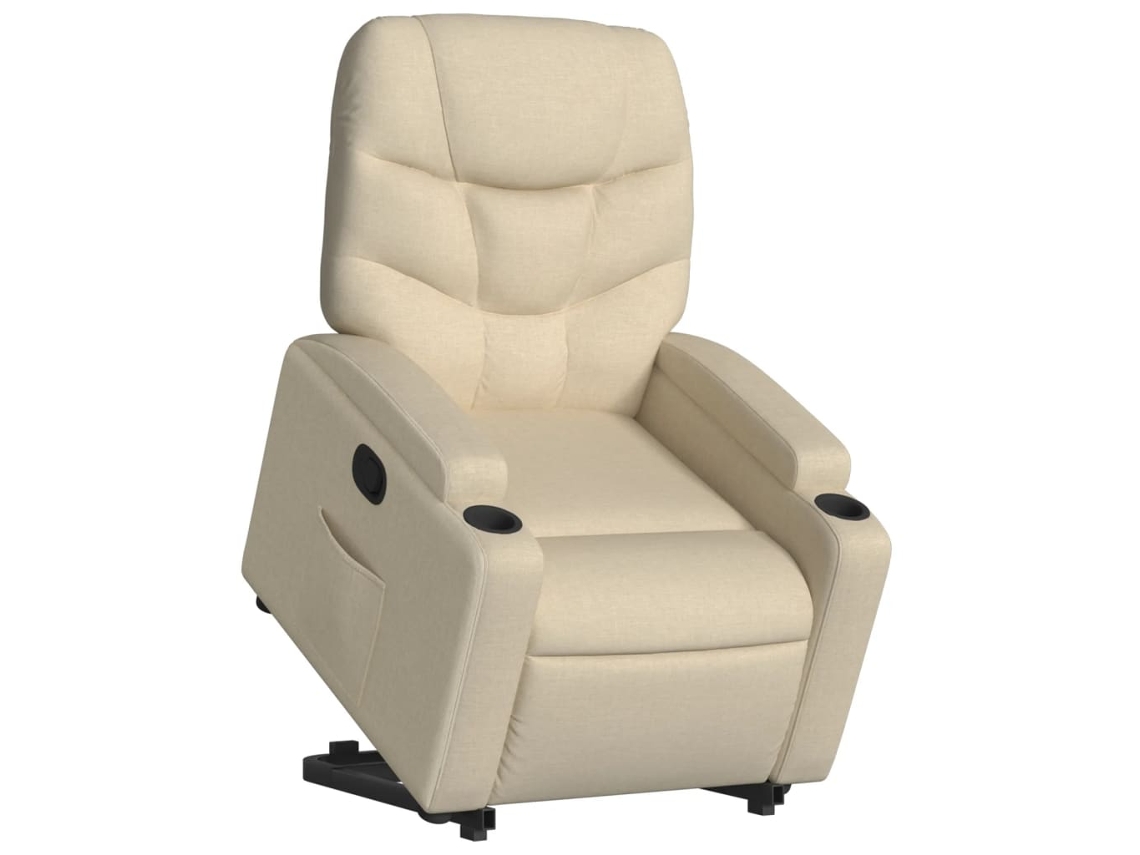 Poltrona reclinável elevatória tecido cor creme