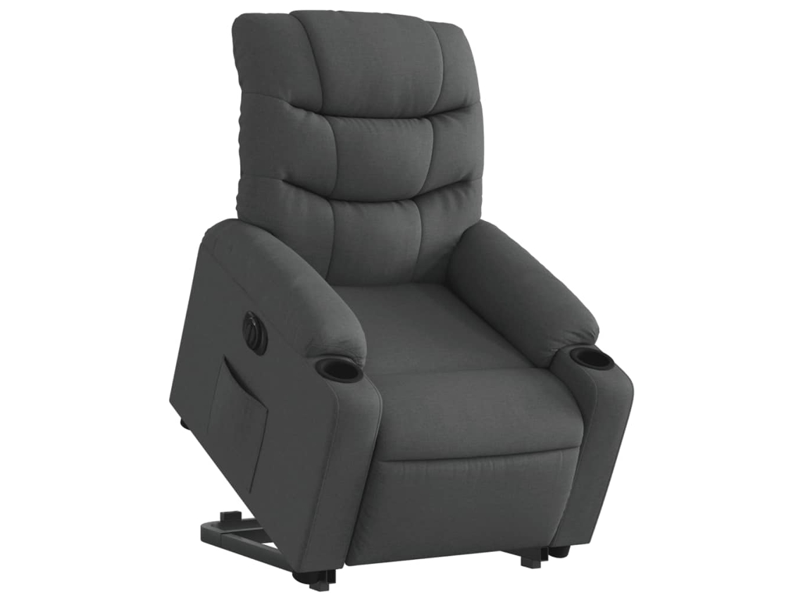 Poltrona reclinável elevatória elétrica tecido cinzento-escuro