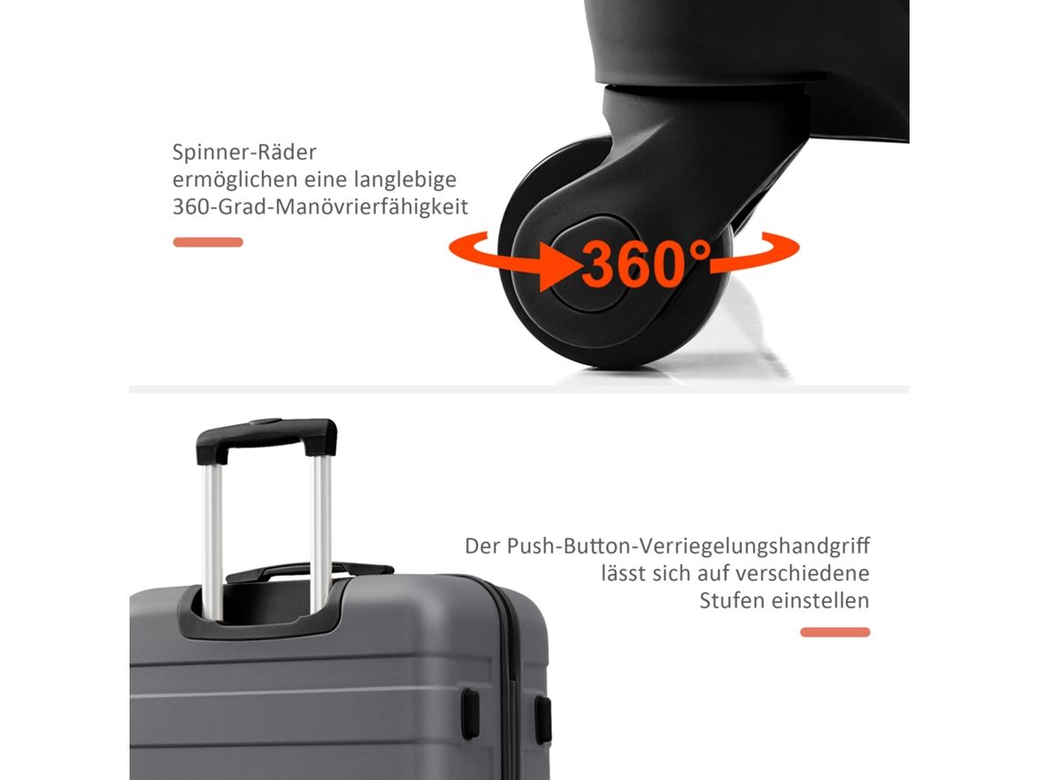 Conjunto De Malas Abs M L Xl, Com Rodas Spinner E Fecho, Com Bolsa De Viagem, Cor Cinza Haochrymec (75 X 47.5 X 28 Cm)