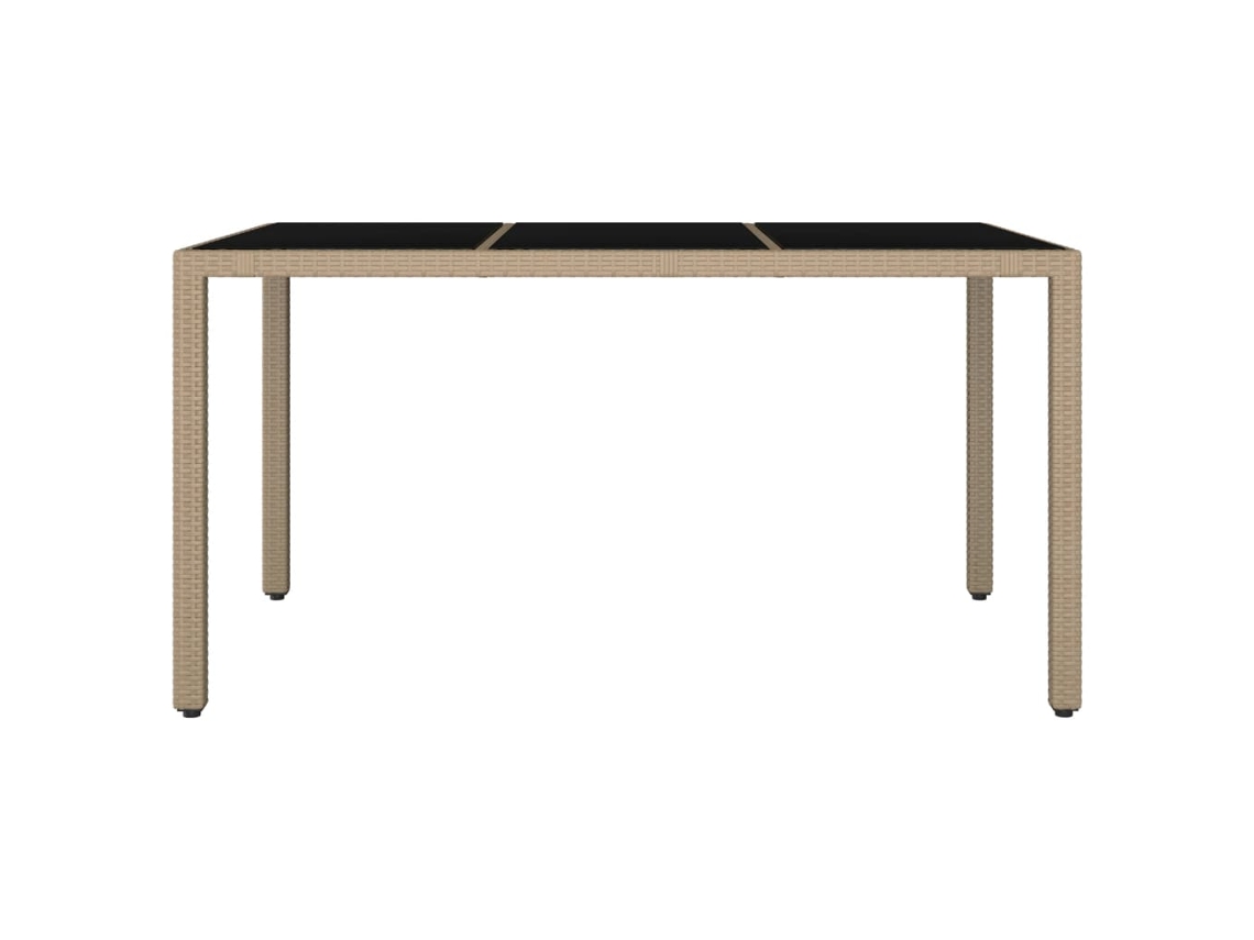 Mesa De Jardim | Mesa De Exterior C/ Tampo De Vidro Vime Pe/vidro Temperado Bege Lovely Home