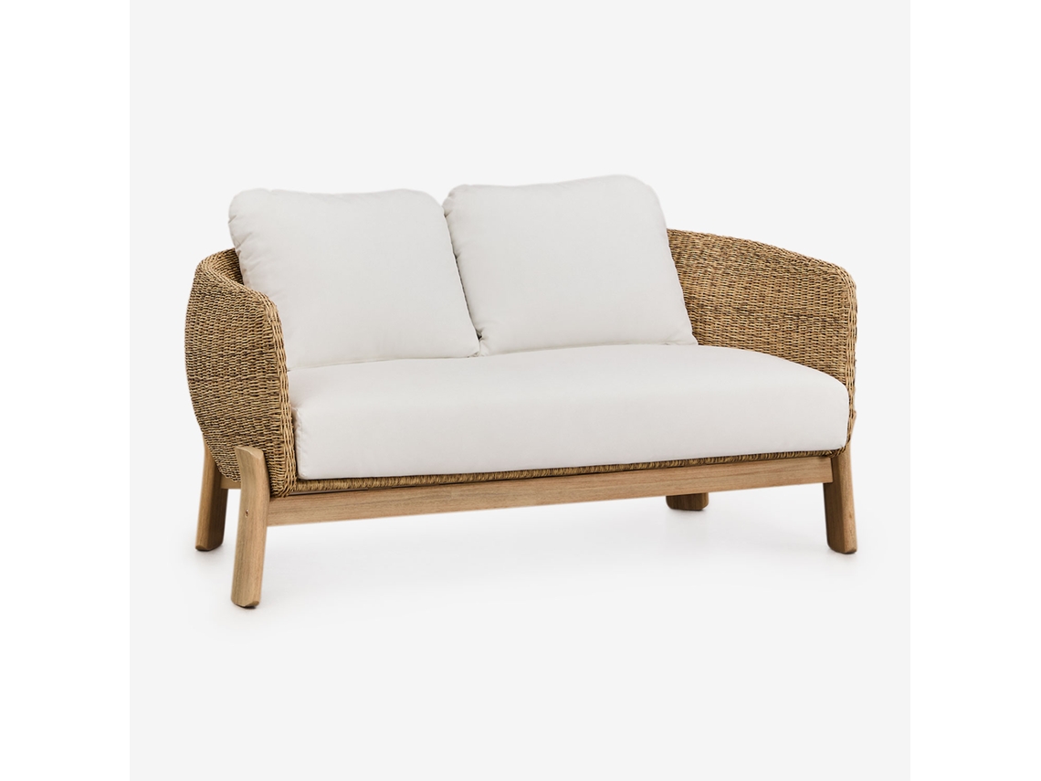 Sofá Leilan 2 Lugares Em Madeira De Acácia E Rattan Sintético Poliéster Marrom Acácia Claro Sklum