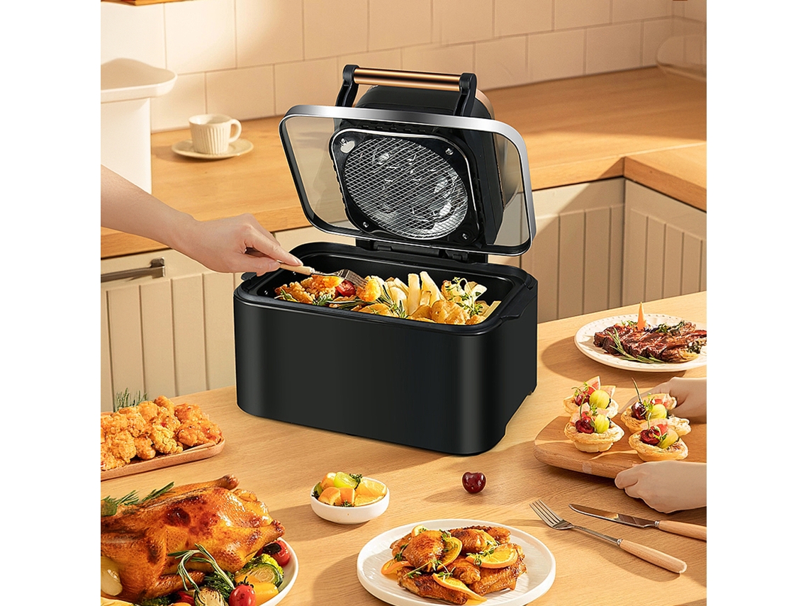 Fritadeira A Ar Multifuncional Com 1700w, Capacidade De 12l. Painel De Controle Touchscreen E 6 Programas De Cozimento Pré Gravados. Dam