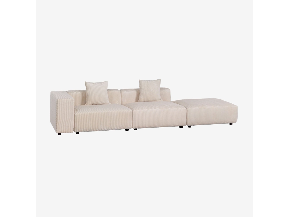 Sofá Modular De Canto Esquerdo De 2 Peças Com Apoio De Braço Alto E Puff Bruna Poliéster Sklum (345 Cm)