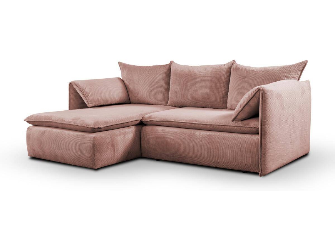 Sofá Cama Teodora PASCAL MORABITO (Rosa - Tecido e Veludo - 230x166x91 cm/Dimensões da cama: 120 – 139 cm)